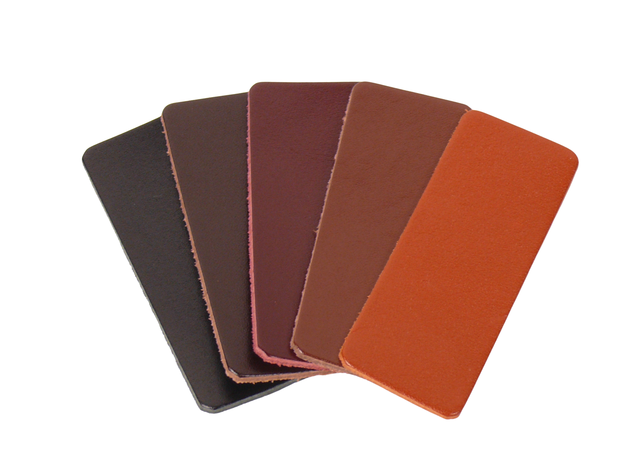 革製品（ステア・スムース革5色）全品共通の革色サンプル