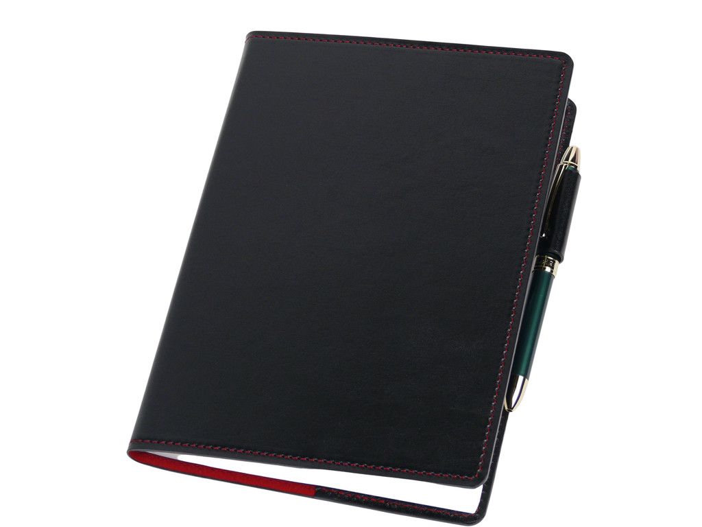 a5サイズ ブラックレッド（black × red） 本革ノートカバーの商品写真